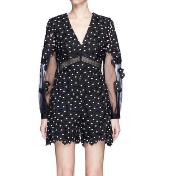 NWT Self Portrait Daisy Dot Lace Romper Sz 4 - Picture 2 of 7